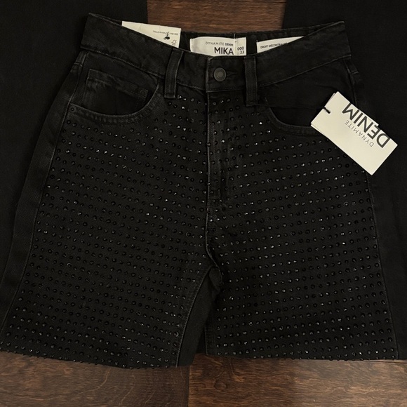 NWT | Dynamite | 0 | Mika Rhinestone Relaxed Straight Jeans - Picture 8 of 10